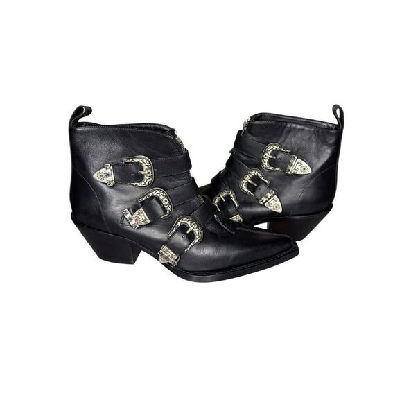 R13 Ankle Three Buckle Boot Black Leather sz 38 $995 - Picture 4 of 14